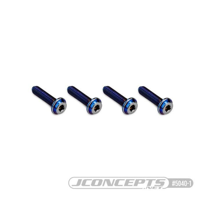 JConcepts 3x12mm Top Hat Titanium Screw (Screw Applications With 3mm) - Burnt Blue (4)