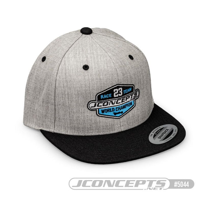 JConcepts 2023 Racing Team Hat, Flat Bill, Snap-Back Design - Heather Gray