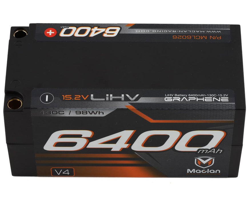 Maclan HV Graphene V4 4S Shorty LiPo Battery w/5mm Bullets (14.8V/6400mAh)