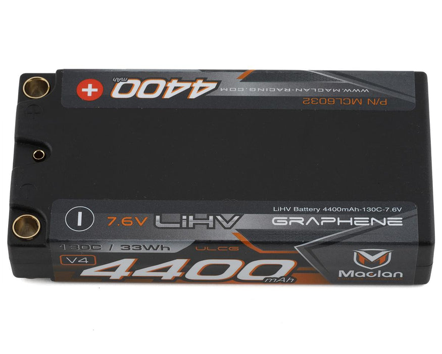 Maclan HV Graphene V4 2S ULCG Shorty LiPo Battery w/5mm Bullets (7.6V/4400mAh)