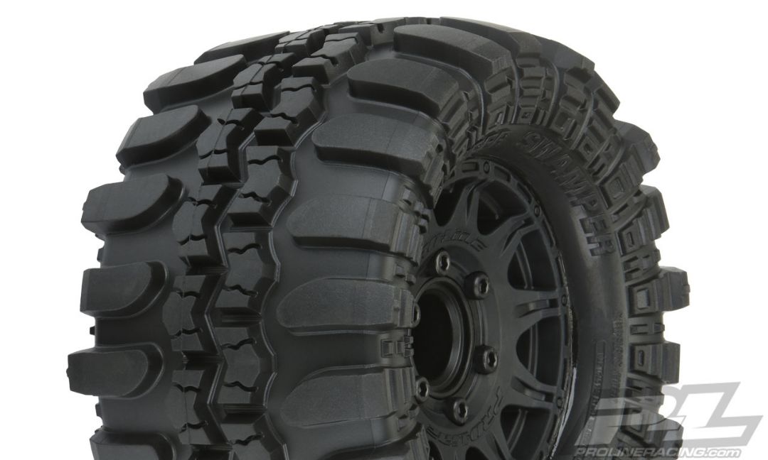 Pro-Line Interco TSL SX Super Swamper 2.8" All Terrain Tires Mounted on Raid Black 6x30 Removable Hex Wheels (2) for Stampede 2wd & 4wd Front and Rear