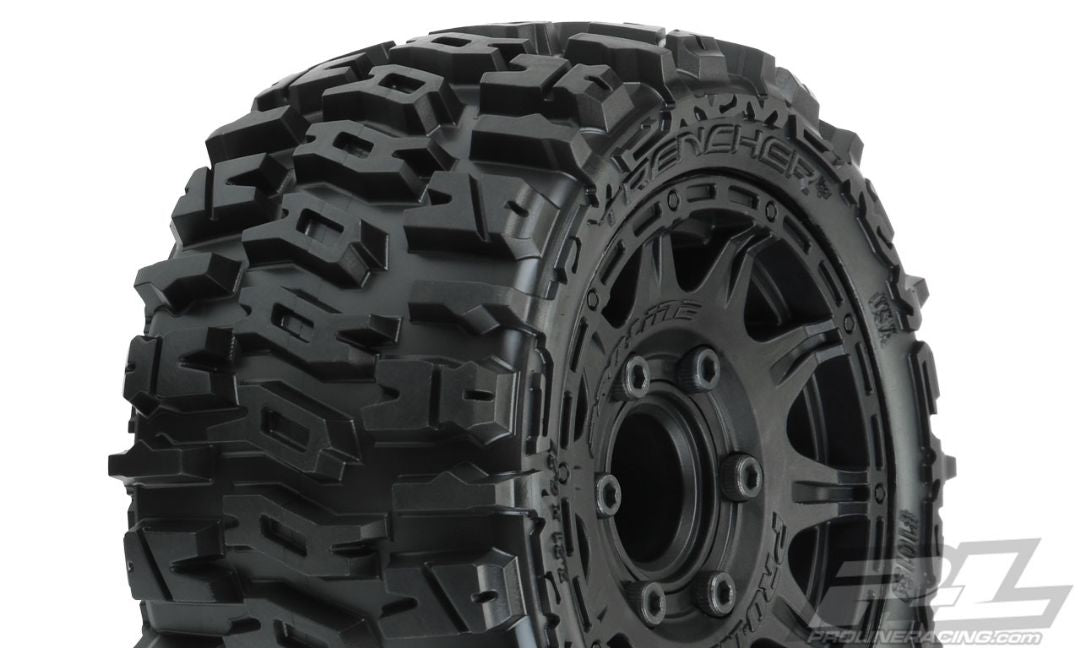 Pro-Line Trencher LP 2.8" All Terrain Tires Mounted on Raid Black 6x30 Removable Hex Wheels (2) for Rustler 2wd & 4wd Front and Rear