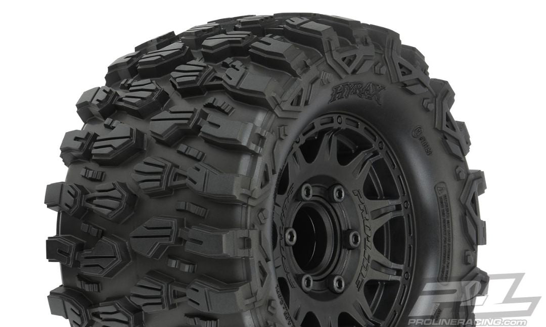 Pneus tout terrain Pro-Line Hyrax 2,8" montés sur roues hexagonales amovibles Raid Black 6x30 (2) pour Stampede 2wd &amp; 4wd avant et arrière