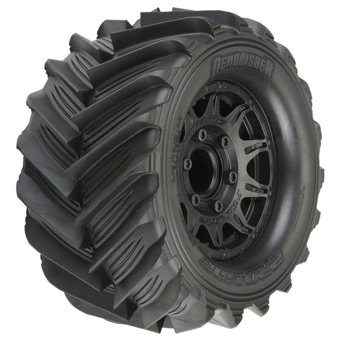 Pro-Line Demolisher Pneus tout terrain 2,8" montés sur Raid Black 6x30 Roues hexagonales amovibles de 12 mm pour Stampede 2wd et 4wd avant et arrière (2)