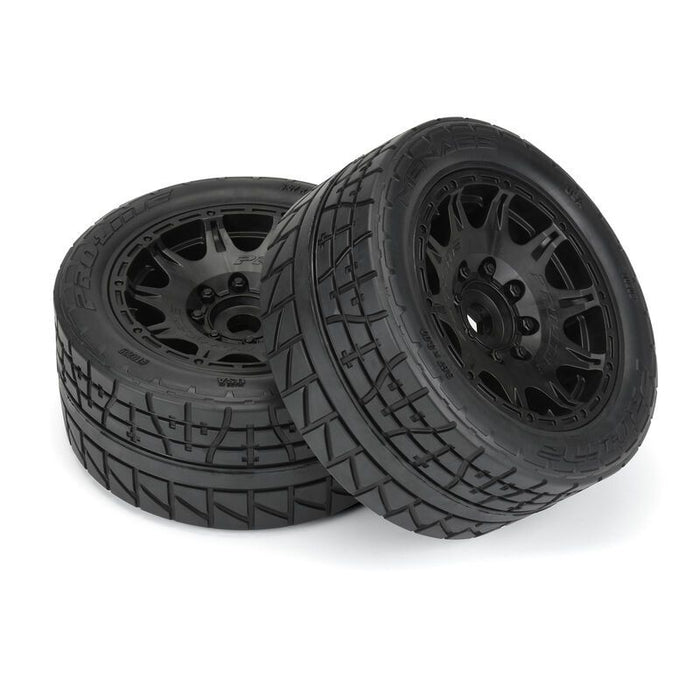 Pneus Pro-Line Menace HP Street BELTED montés sur des roues noires Raid 5,7" (2) pour X-MAXX, KRATON 8S et autres véhicules hexagonaux à grande échelle de 24 mm avant ou arrière