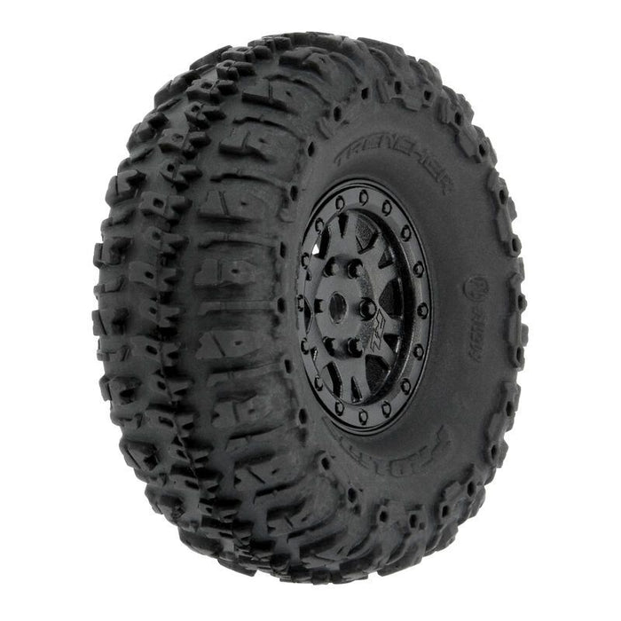 Pro-Line Trencher 1.0" Tires Mounted on Mini Impulse Black Internal Bead-Loc 7mm Hex Wheels (4) for SCX24 Front or Rear