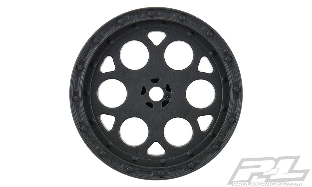 Pro-Line Pro-Line Showtime Roues arrière noires hexagonales de 2,2 po pour voiture Sprint de 12 mm (2) pour Dirt Oval (utilisant des pneus arrière de buggy de 2,2 po)