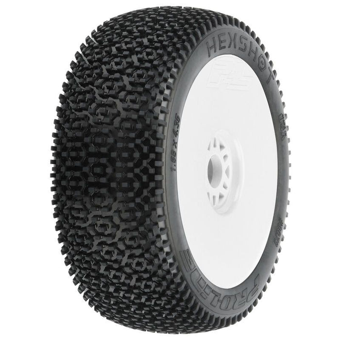 Pneus Pro-Line Hex Shot S3 (Soft) tout-terrain 1/8 Buggy montés sur roues blanches de 17 mm (2) pour l'avant ou l'arrière