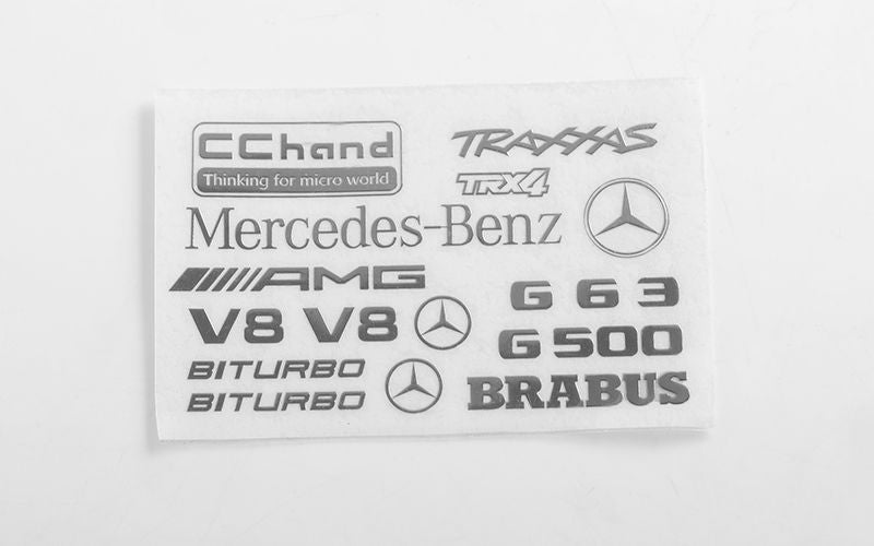 Feuille de décalcomanie avec logo en acier RC4WD pour Traxxas TRX-4 Mercedes-Benz G-500