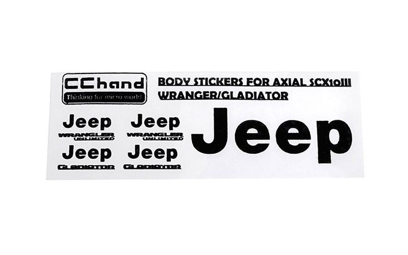 Feuille d'autocollants avec logo en métal RC4WD pour Jeep Axial 1/10 SCX10 III (Gladiator/Wrangler) (noir)