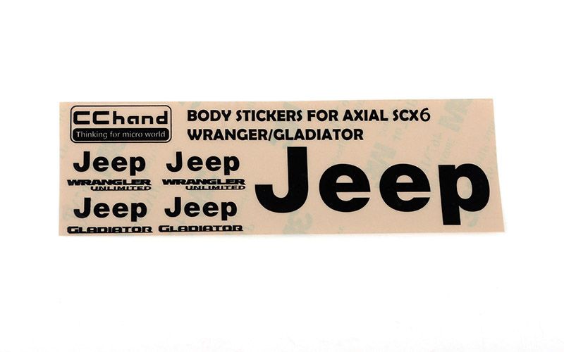 Feuille de décalcomanie avec logo en métal RC4WD pour Jeep Wrangler Axial 1/6 SCX6 (noir)