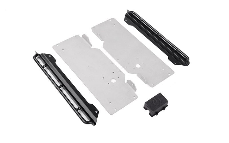 Protection latérale et curseurs de châssis RC4WD avec boîtier de commutation pour kit de camion RC4WD Trail Finder 2 "LWB" avec ensemble de carrosserie Lexan Toyota Land Cruiser FJ55 1980