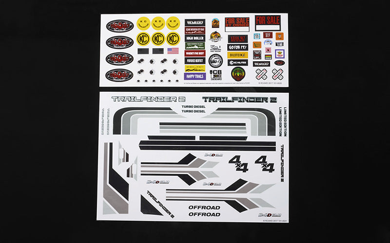 RC4WD Ensemble complet d'autocollants graphiques pour carrosserie Mojave II 2/4 portes