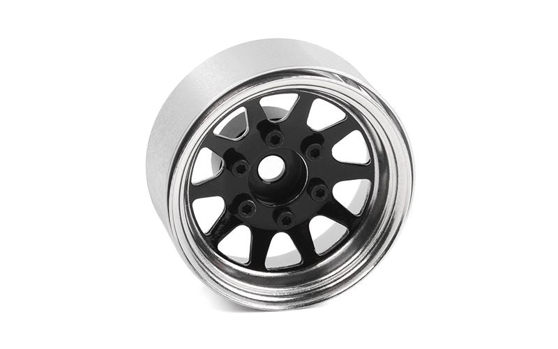 Roues Beadlock en acier estampé RC4WD 1,55" OEM à 6 pattes (noir/chrome) (4)