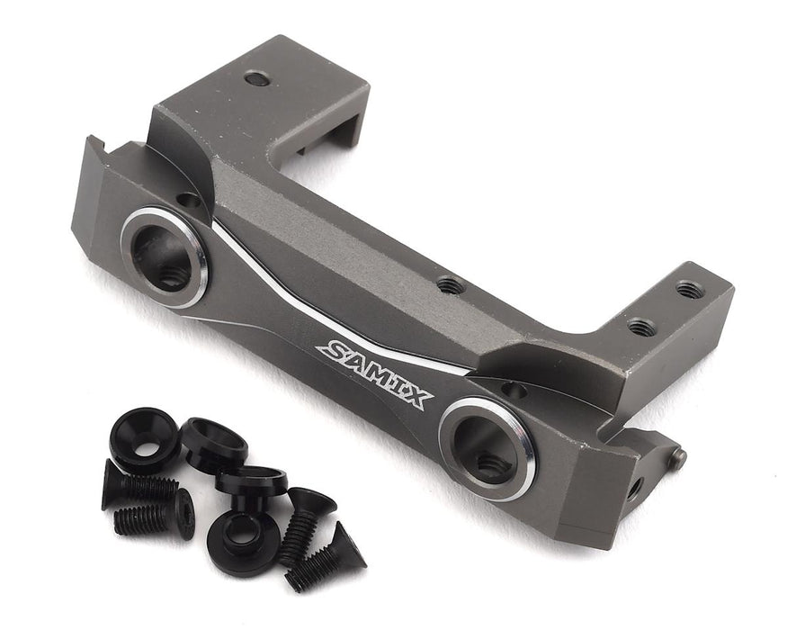 Support de pare-chocs court en aluminium Samix SCX10 II avec support de servo réglable (gris)