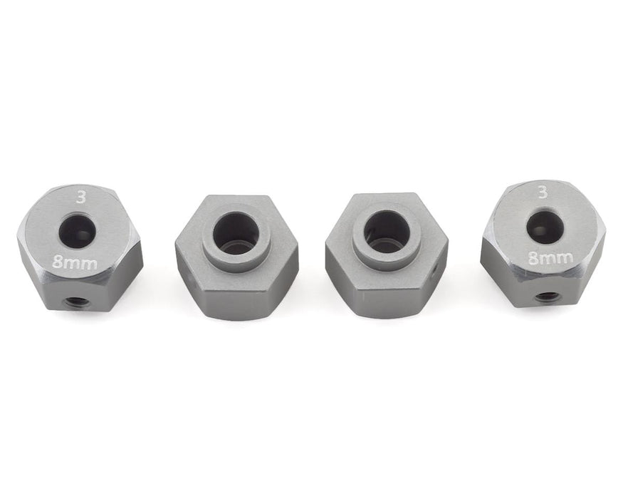 Samix SCX10 III/Capra Aluminum Hex Adapter (Silver) (4) (8mm)