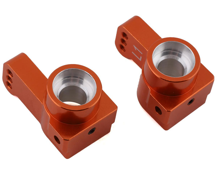 Porte-moyeux arrière ST Racing Concepts DR10 en aluminium à pincement 1° (orange) (2)