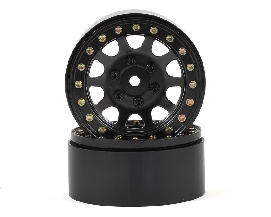 Roues sur chenilles Beadlock en acier SSD RC D Hole 1,9" (noir) (2)