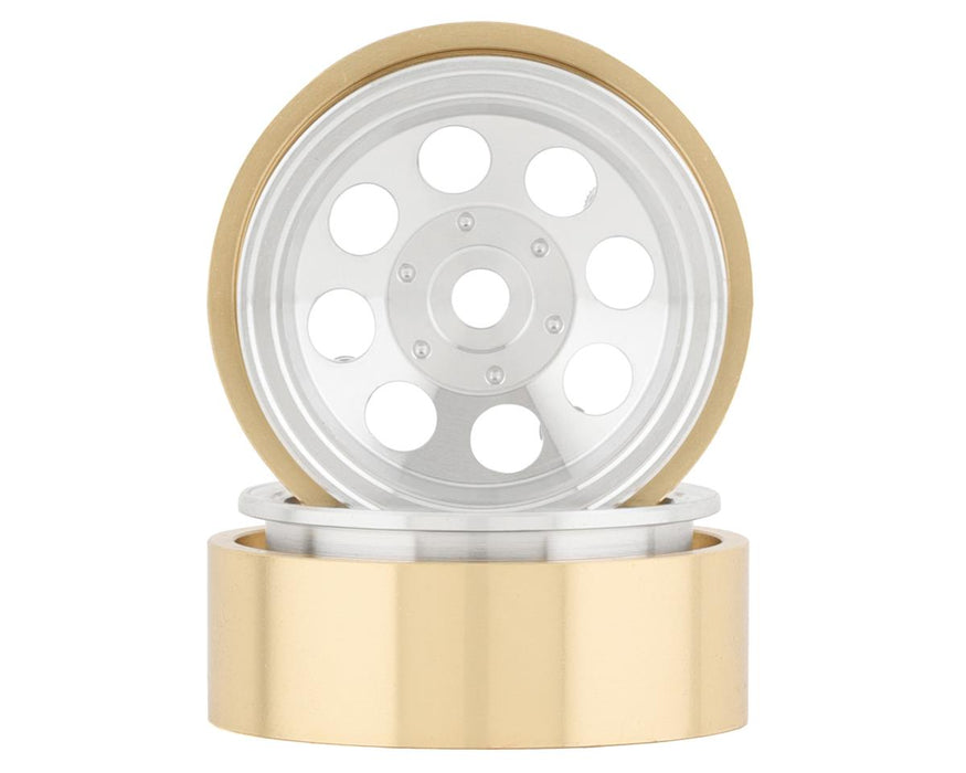 SSD RC 1.0” Aluminum/Brass 8 Hole Beadlock Wheels (Silver) (2) (24g)