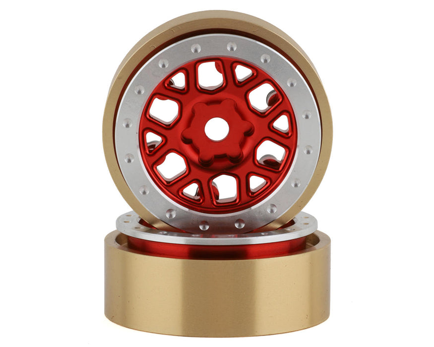 Roues SSD RC 1.0" Boxer Aluminium/Laiton Beadlock (Rouge) (2) (25g)