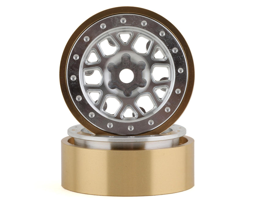 SSD RC 1.0” Boxer Aluminum/Brass Beadlock Wheels (Silver) (2) (25g)