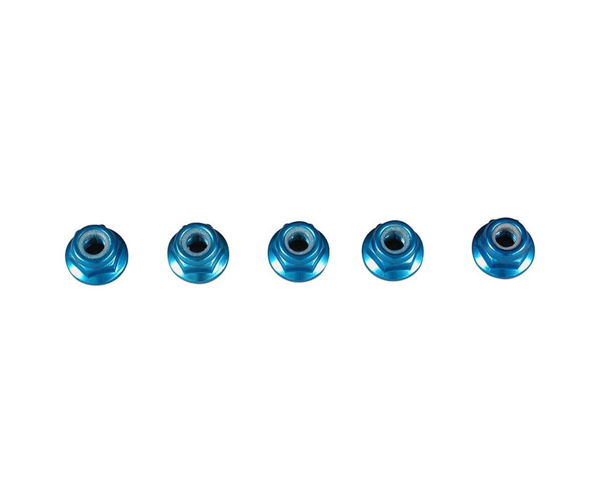 Tamiya 4mm Aluminum Locknut (5) (Blue)