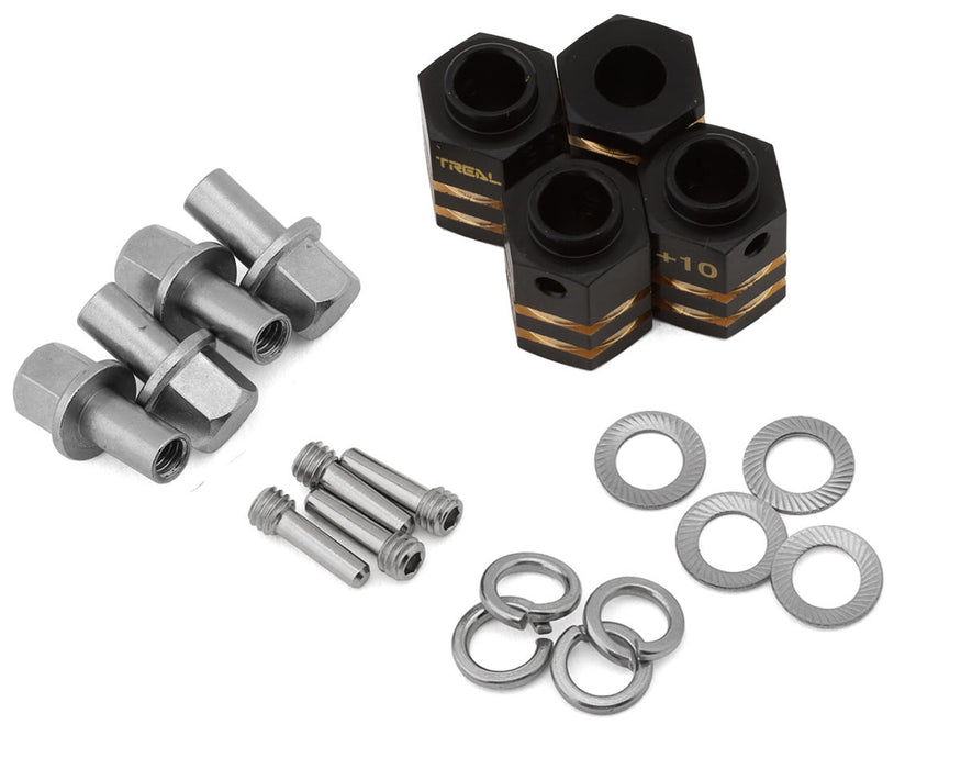 Treal Hobby Brass Extended Hex Hubs for Traxxas TRX-4 (Black) (4) (+10mm)