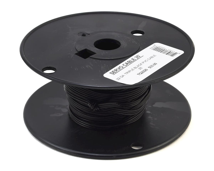 TQ Wire 22awg Triple Black Servo Wire Spool (Black) (25ft / 7.6m)