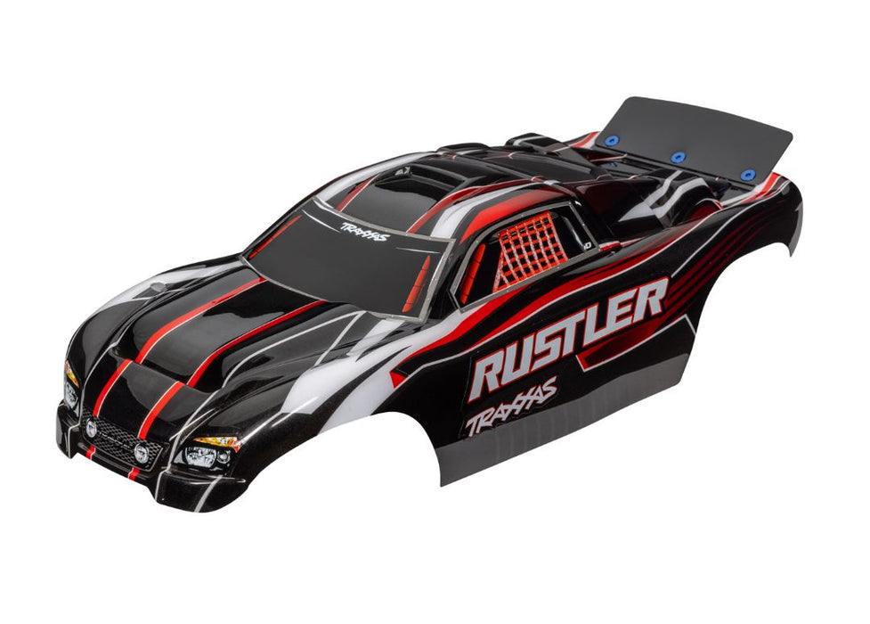 Carrosserie Traxxas, Rustler (convient également au Rustler VXL), rouge et noir (peint, décalcomanies appliquées)