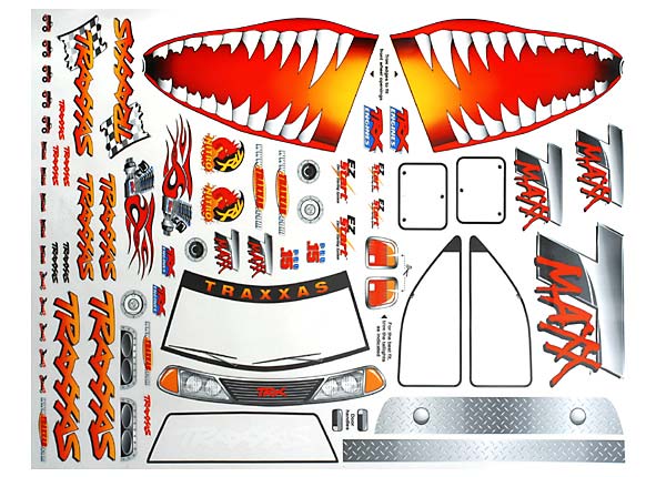 Feuille de décalcomanies Traxxas, mâchoires T-Maxx