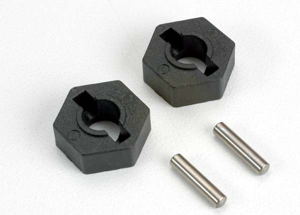 Moyeux de roue hexagonaux Traxxas 14 mm (2) avec axes d'essieu (2,5 x 12 mm) (2)