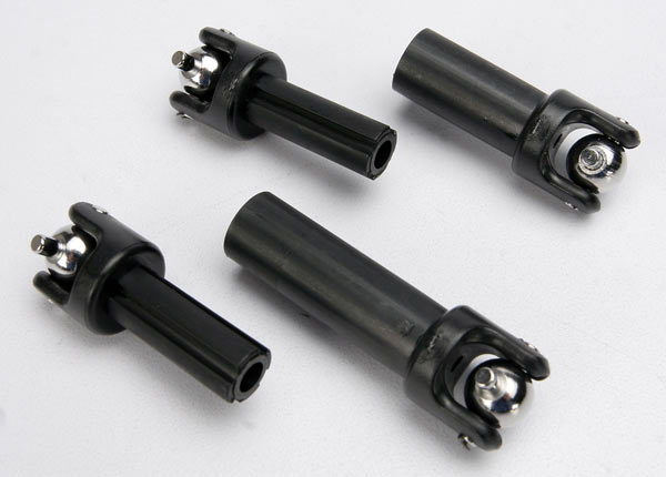 Traxxas Half shafts, center (front and rear) (external-splined (2)/ internal-splined (2))/ metal u-joints (4)