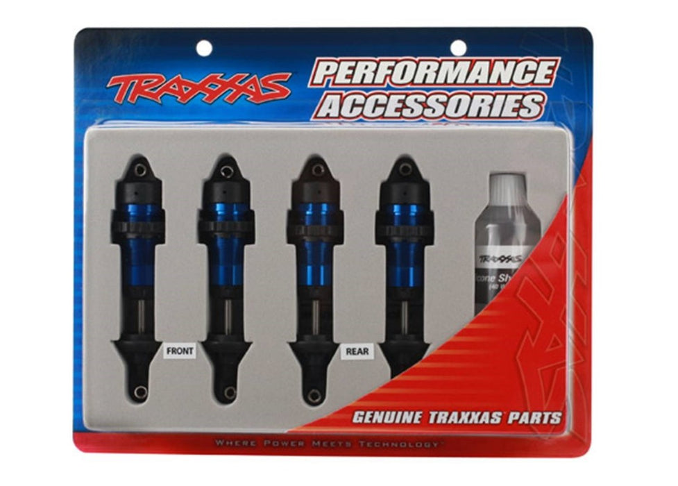 Ensemble d'amortisseurs Traxxas GTR en aluminium (bleu) (4)