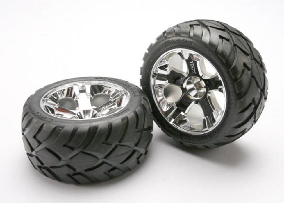 Traxxas Anaconda Tires w/All-Star Front Wheels (2) (Jato) (Chrome) (Standard)