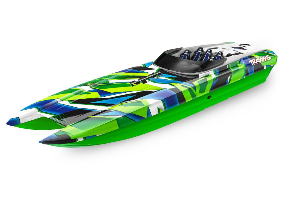 Traxxas DCB M41 Widebody 40" Catamaran Haute Performance Bateau de Course GreenR avec Radio TQi 2,4 GHz et TSM - Pas de batterie ni de chargeur