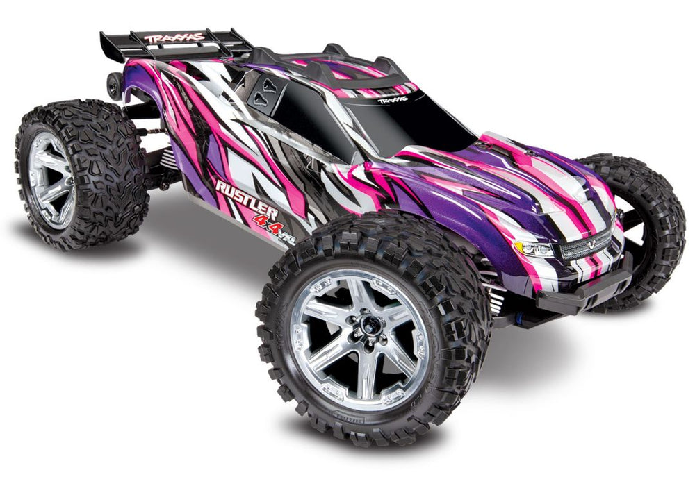 Traxxas Rustler VXL Brushless 1/10 RTR 4x4 Stadium Truck - Pink, TSM, TQi, No Battery/Charger