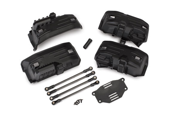 Kit de conversion de châssis Traxxas, TRX-4 (empattement long à court) (comprend des liens de suspension arrière supérieurs et inférieurs, des ailes intérieures avant et arrière, un demi-arbre femelle court, un plateau de batterie, un FCS 3x8 mm (4))