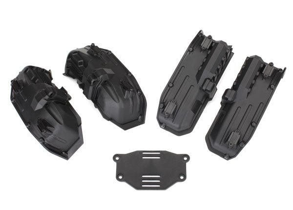 Traxxas Fenders, inner (narrow), front & rear (2 each)/ rock light covers (8)/ battery plate/ 3x8 flathead screws (4)