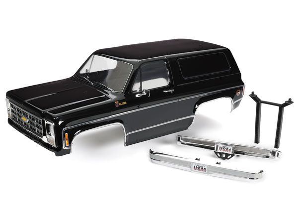 Traxxas Body, Chevrolet Blazer (1979), complet (noir) (comprend calandre, rétroviseurs latéraux, poignées de porte, essuie-glaces, pare-chocs avant et arrière, autocollants)