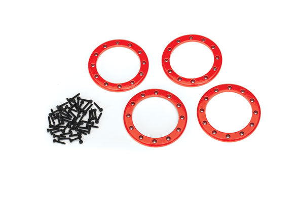 Traxxas Beadlock rings, red (2.2") (aluminum) (4)/ 2x10 CS (48)