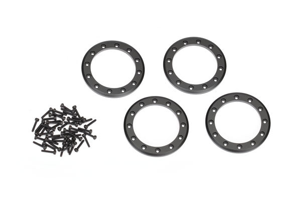 Traxxas Beadlock rings, black (2.2") (aluminum) (4)/ 2x10 CS (48)