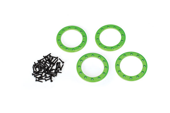 Traxxas Beadlock rings, Green (1.9") (aluminum) (4)/ 2x10 CS (48)