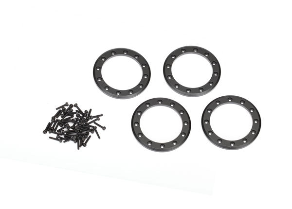 Traxxas Beadlock rings, Black (1.9") (aluminum) (4)/ 2x10 CS (48)