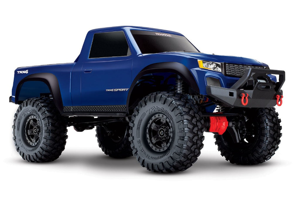 Traxxas TRX-4 Sport 4X4 Trail Truck à l'échelle 1/10 – Bleu, entièrement assemblé, électronique étanche, prêt à conduire, avec système radio TQ 2,4 GHz à 2 canaux, contrôle de vitesse XL-5 HV et carrosserie peinte (nécessite batterie et chargeur)