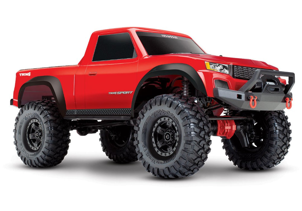 Traxxas TRX-4 Sport 4X4 Trail Truck à l'échelle 1/10 – Rouge, entièrement assemblé, électronique étanche, prêt à conduire, avec système radio TQ 2,4 GHz à 2 canaux, contrôle de vitesse XL-5 HV et carrosserie peinte (nécessite batterie et chargeur)