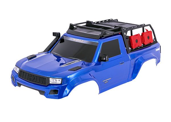 Traxxas Body Trx-4 Sport, complet, bleu (peint, décalcomanies appliquées) (comprend grille, rétroviseurs latéraux, poignées de porte, essuie-glaces, support d'expédition et montage sans clip) (nécessite des ailes intérieures #8080X)