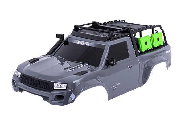 Traxxas Body Trx-4 Sport, complet, gris (peint, décalcomanies appliquées) (comprend grille, rétroviseurs latéraux, poignées de porte, essuie-glaces, support d'expédition et montage sans clip) (nécessite des ailes intérieures #8080X)