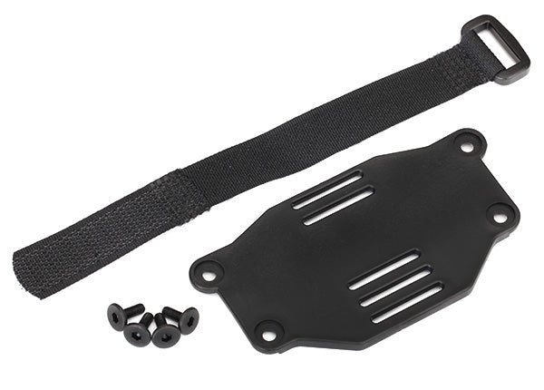 Traxxas Battery plate/ battery strap/ 3x8 flathead screws (4) (requires #8072 inner fenders)