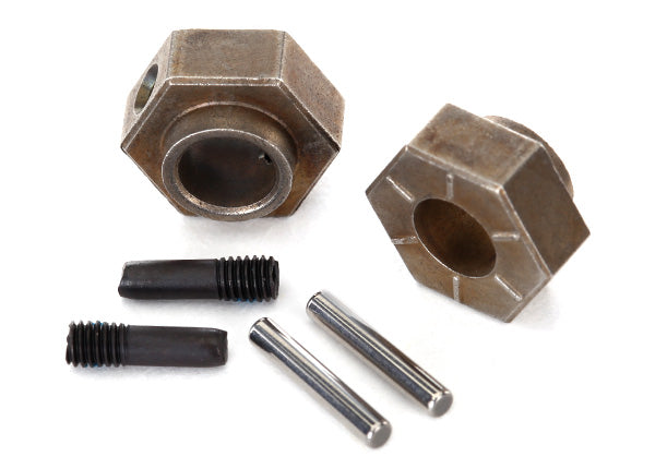 Traxxas Wheel hubs, 12mm hex (2)/ stub axle pins (2) (steel) (fits TRX-4)