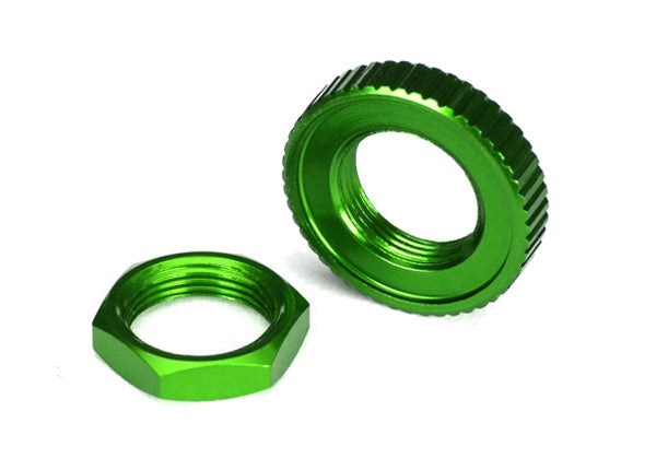 Écrous de protection de servo Traxxas, aluminium, anodisé vert (hexagonal (1), dentelé (1))